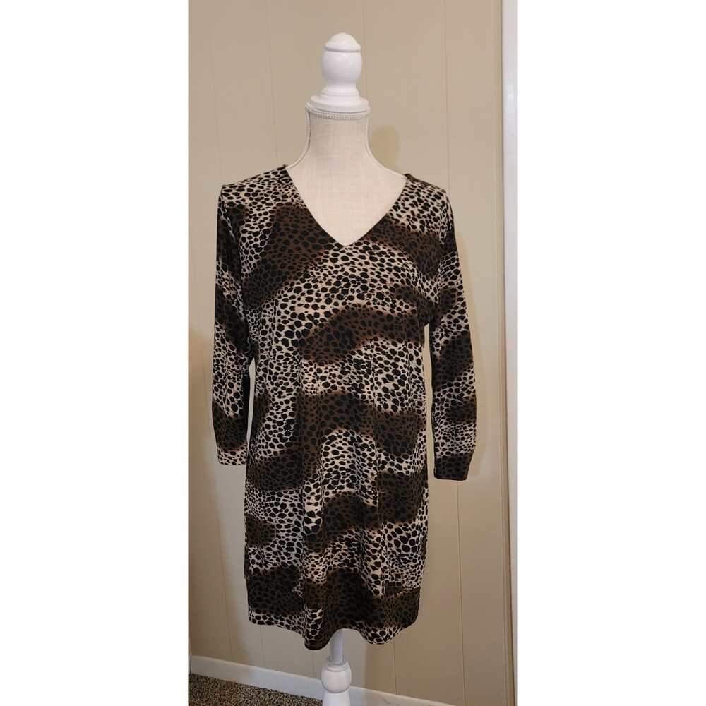 Lapis Long Sleeve Mini Dress Animal Print Size Medium